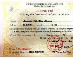 Hình ảnh về Chứng chỉ tin học mẫu