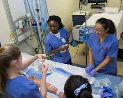 Hình ảnh về Nursing students practicing skills in a lab